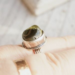 COPY - Rough peridot gemstone ring sterling silver
